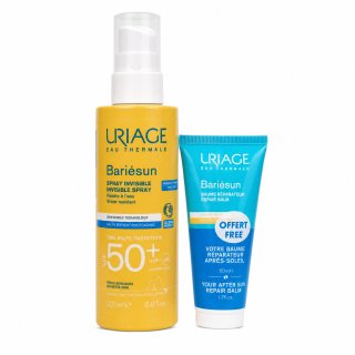 Uriage Bariésun zestaw do uzyskania idealnej opalenizny Invisible Spray SPF 50+ + After Sun Repair Balm 200 ml + 50 ml