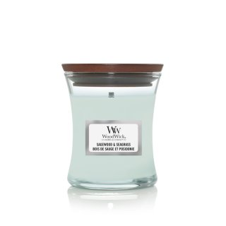 Woodwick Sagewood & Seagrass świeczka zapachowa z drewnianym knotem 275 g
