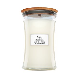 Woodwick White Tea & Jasmine świeczka zapachowa z drewnianym knotem 609.5 g