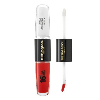 Dermacol 16H Lip Colour długotrwała pomadka i błyszczyk do ust odcień 04 Revenge Red 2x4 ml