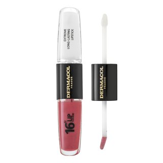 Dermacol 16H Lip Colour długotrwała pomadka i błyszczyk do ust odcień 12 Trouble Free 2x4 ml