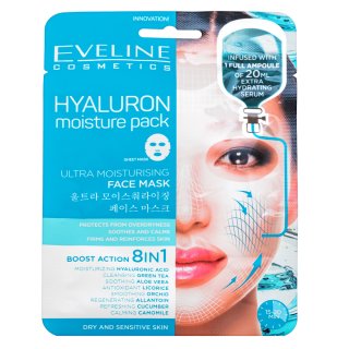 Eveline Cosmetics Hyaluron Moisture Pack maseczka w płachcie intensywnie nawilżająca i łagodząca 1 szt.